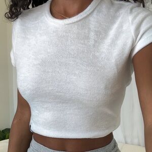 Terry cloth white crop top
